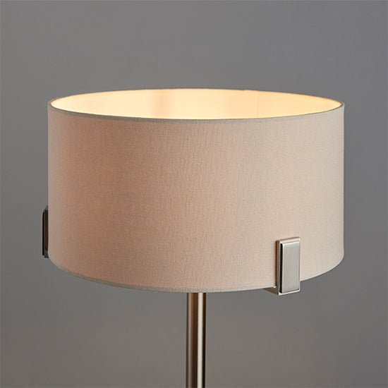 Hayfield Pale Grey Cylinder Shade Table Lamp In Nickel