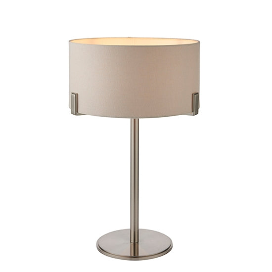 Hayfield Pale Grey Cylinder Shade Table Lamp In Nickel