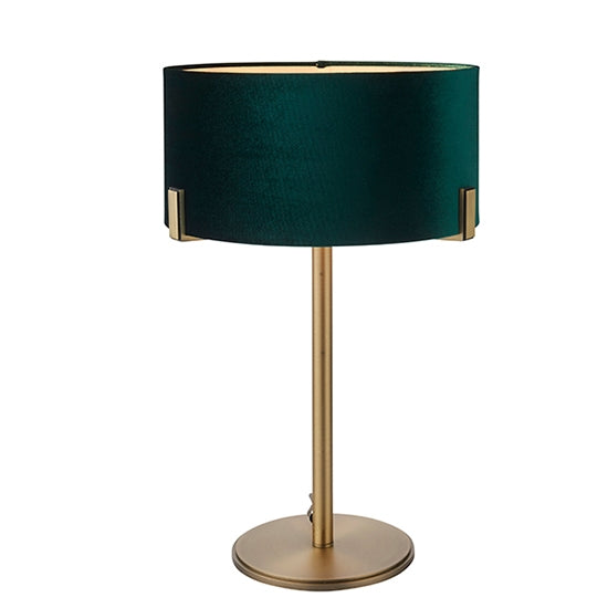 Hayfield Rich Green Cylinder Shade Table Lamp In Nickel