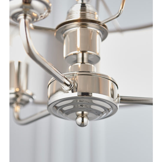 Highclere 3 Lights Charcoal Linen Shade Ceiling Pendant Light In Bright Nickel