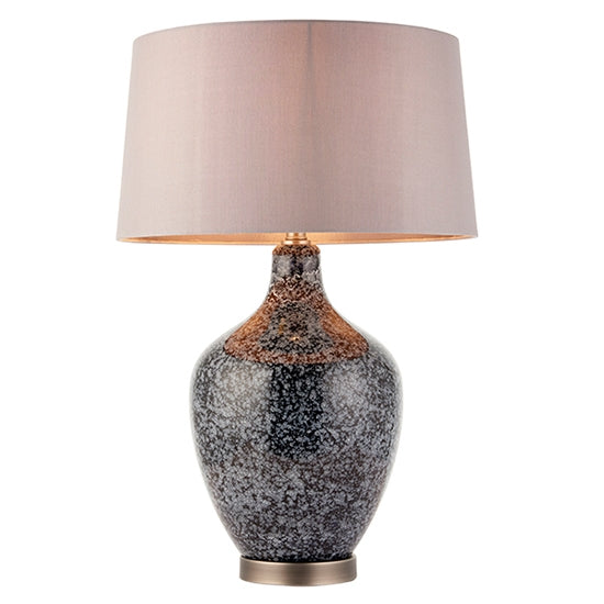 Ilsa Mink Faux Silk Cylinder Shade Table Lamp In Black