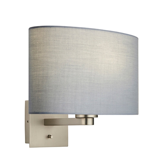 Issac Cool Grey Ellipse Shade Wall Light In Matt Nickel