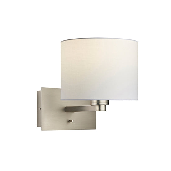 Issac Vintage White Cylinder Shade Wall Light With USB In Matt Nickel