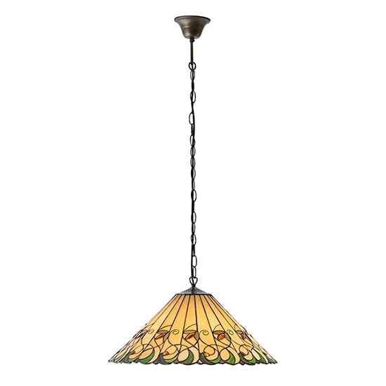 Jamelia Large 3 Lights Tiffany Glass Flush Ceiling Light In Dark Bronze