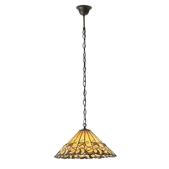 Jamelia Medium Tiffany Glass Ceiling Pendant Light In Dark Bronze