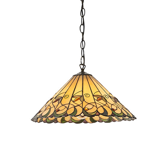 Jamelia Medium Tiffany Glass Ceiling Pendant Light In Dark Bronze