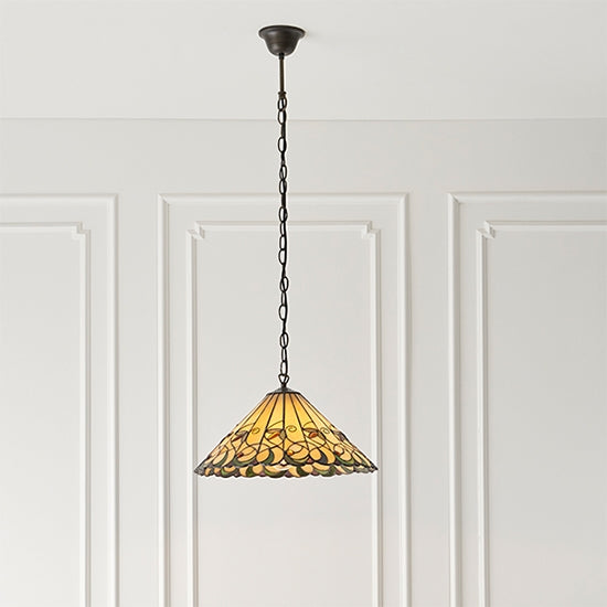 Jamelia Medium Tiffany Glass Ceiling Pendant Light In Dark Bronze