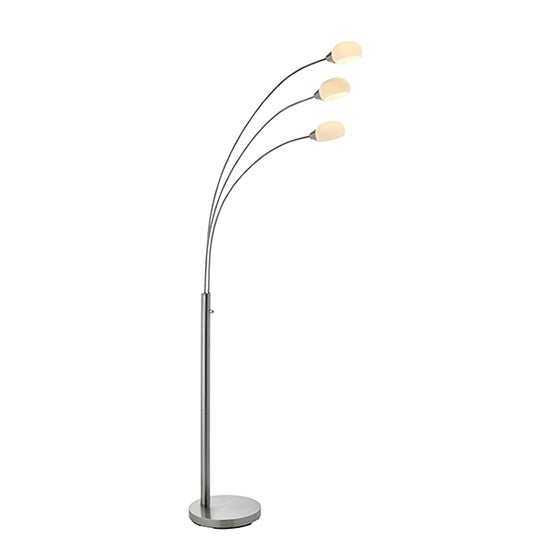 Jaspa White Glass 3 Lights Floor Lamp In Satin Nickel