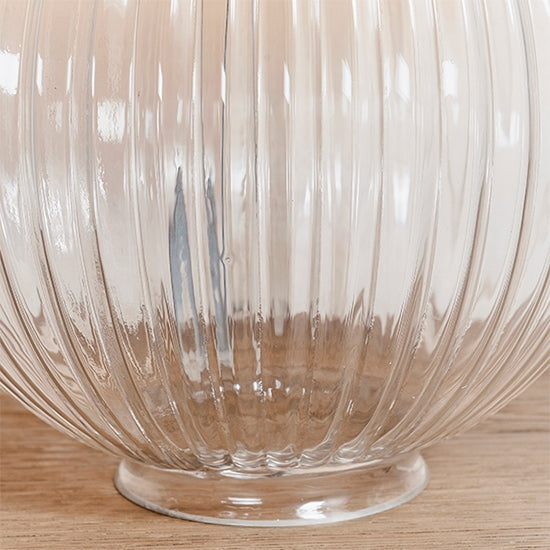 Jemma And Evie Pink Shade Table Lamp With Clear Ribbed Base