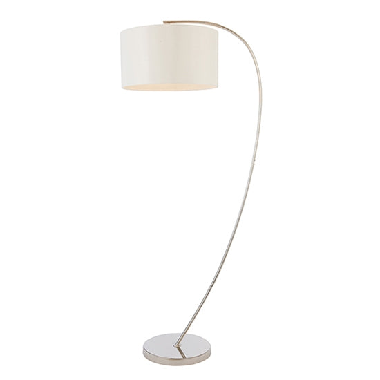 Josephine Vintage White Silk Shade Floor Lamp In Polished Bright Nickel