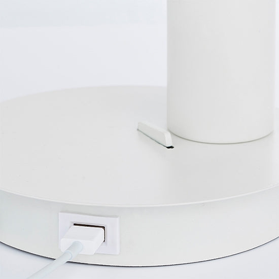 Joshua USB Table Lamp In Matt White