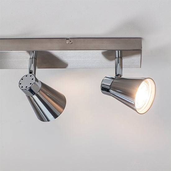 Kai Rectangular 4 Lights Ceiling Light In Satin Nickel And Chrome