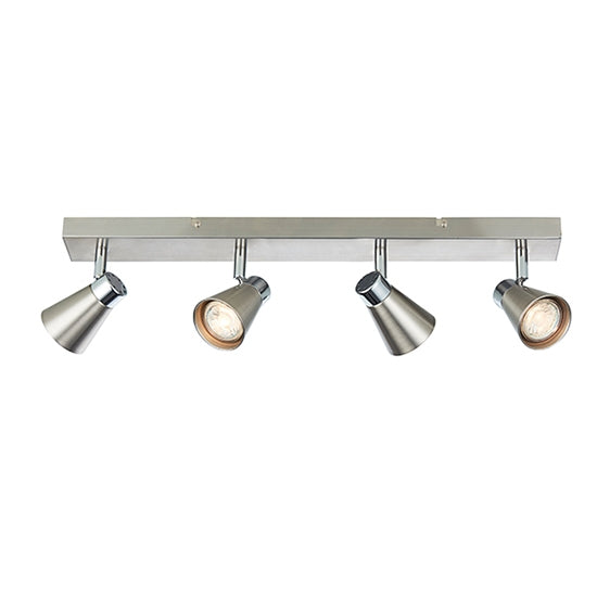 Kai Rectangular 4 Lights Ceiling Light In Satin Nickel And Chrome