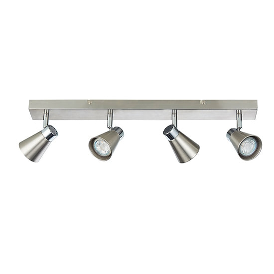 Kai Rectangular 4 Lights Ceiling Light In Satin Nickel And Chrome