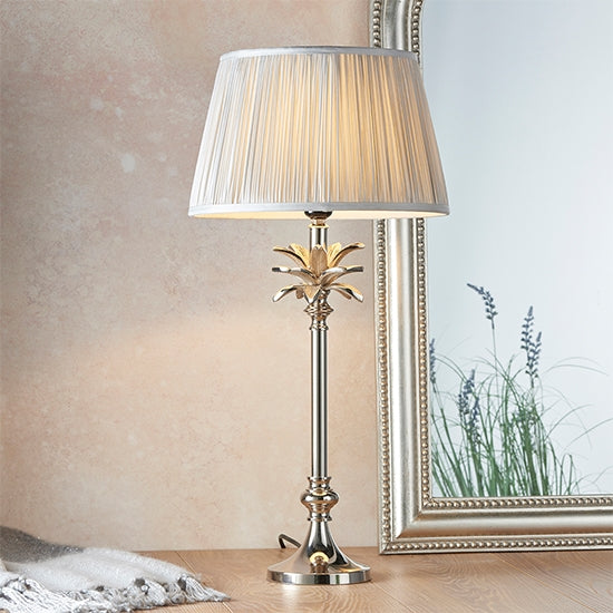 Leaf And Freya Small Silver Shade Table Lamp In Polished Nickel