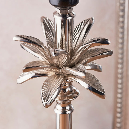 Leaf And Freya Small Vintage White Shade Table Lamp In Polished Nickel