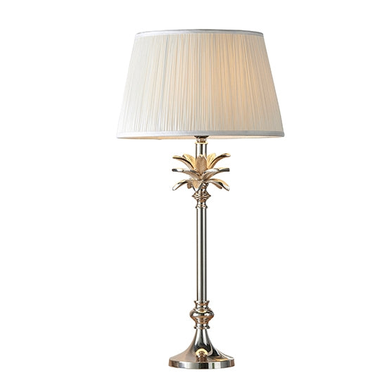 Leaf And Freya Small Vintage White Shade Table Lamp In Polished Nickel