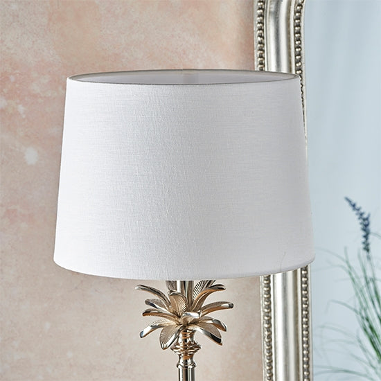 Leaf And Mia Small Vintage White Shade Table Lamp In Polished Nickel