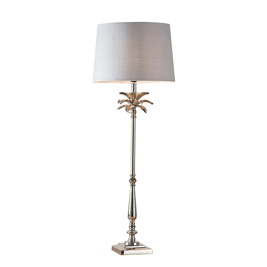 Leaf And Mia Tall Charcoal Shade Table Lamp In Polished Nickel