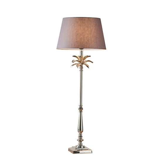 Leaf And Evie Charcoal Shade Table Lamp In Polished Nickel