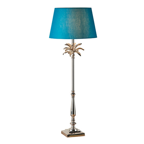 Leaf And Evie Green Shade Table Lamp In Polished Nickel