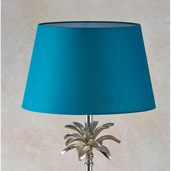 Leaf And Evie Green Shade Table Lamp In Polished Nickel