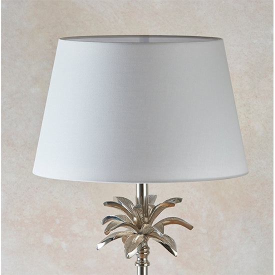 Leaf And Evie Pale Grey Shade Table Lamp In Polished Nickel