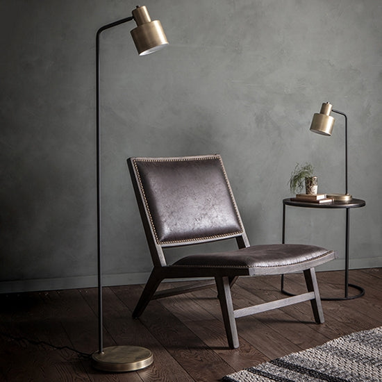 Mayfield Task Floor Lamp In Matt Antique Brass And Matt Black