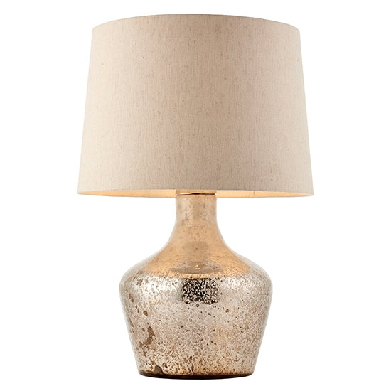 Meteora Vintage White Linen Table Lamp In Pearl Ombre