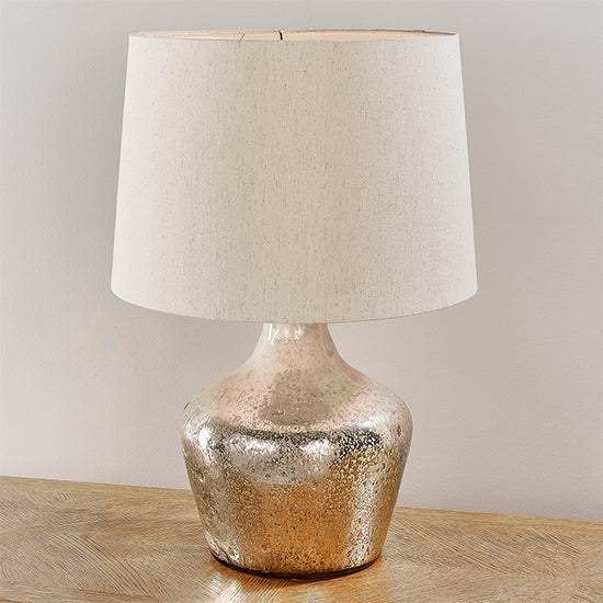 Meteora Vintage White Linen Table Lamp In Pearl Ombre