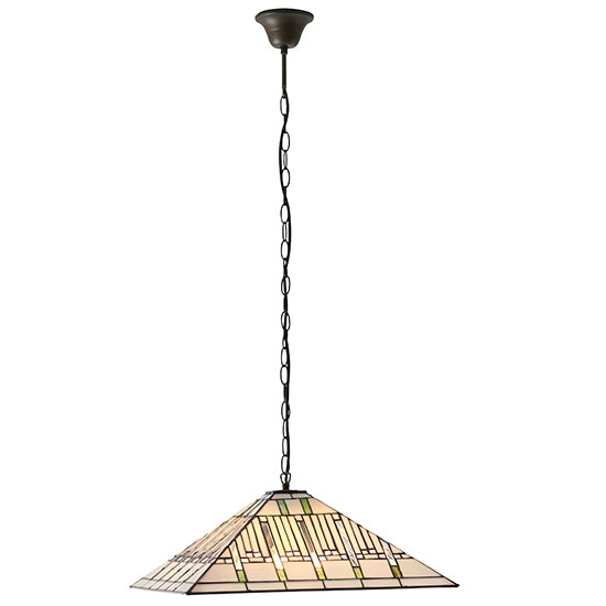 Mission 3 Lights Tiffany Glass Ceiling Pendant Light In Dark Bronze