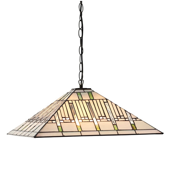 Mission 3 Lights Tiffany Glass Ceiling Pendant Light In Dark Bronze