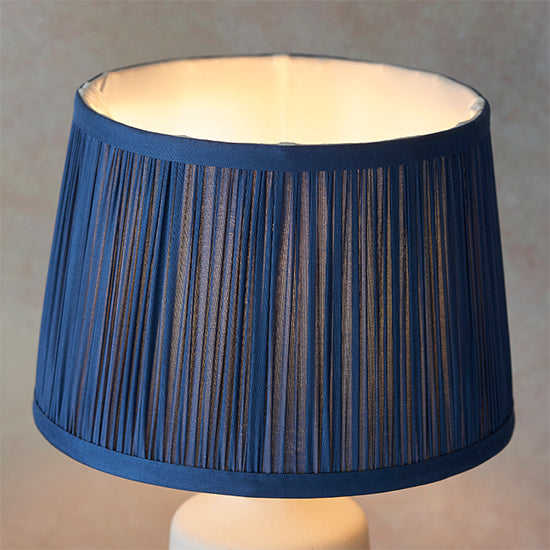 Mr And Wentworth 8 Inch Midnight Blue Shade Table Lamp With Matt White Ceramic Base