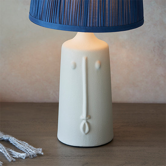 Mr And Wentworth 8 Inch Midnight Blue Shade Table Lamp With Matt White Ceramic Base