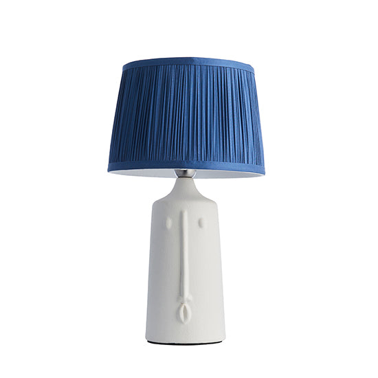 Mr And Wentworth 8 Inch Midnight Blue Shade Table Lamp With Matt White Ceramic Base