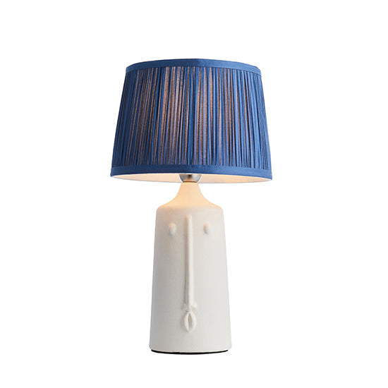 Mr And Wentworth 8 Inch Midnight Blue Shade Table Lamp With Matt White Ceramic Base