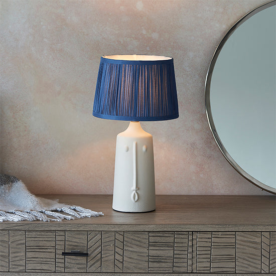 Mr And Wentworth 8 Inch Midnight Blue Shade Table Lamp With Matt White Ceramic Base