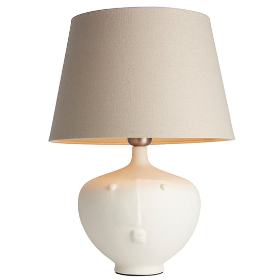 Mrs And Cici 12 Inch Grey Shade Table Lamp With Matt White Ceramic Base