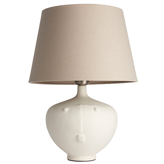 Mrs And Cici 12 Inch Grey Shade Table Lamp With Matt White Ceramic Base