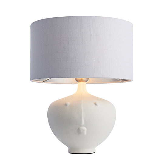 Mrs And Highclere 12 Inch Silver Shade Table Lamp With Matt White Ceramic Base