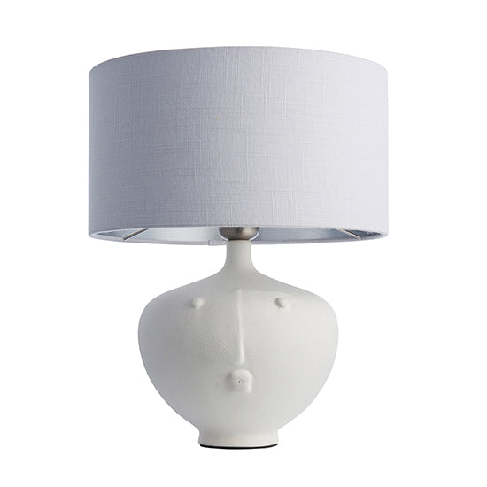 Mrs And Highclere 12 Inch Silver Shade Table Lamp With Matt White Ceramic Base