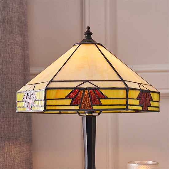 Nevada Small Tiffany Glass Table Lamp In Dark Bronze