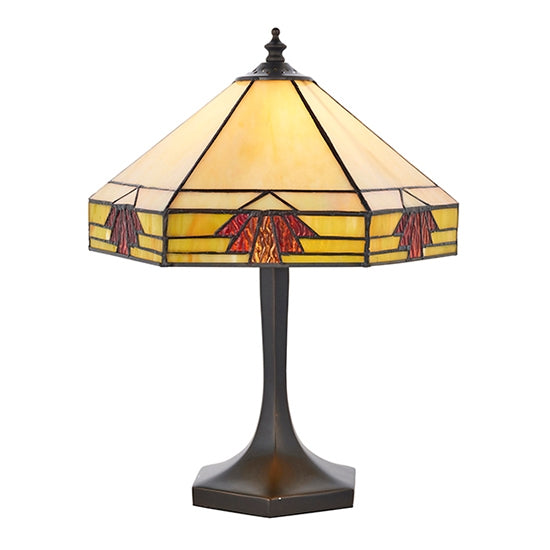 Nevada Small Tiffany Glass Table Lamp In Dark Bronze