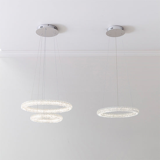 Neve LED 2 Rings Decorative Crystal Double Hoop Ceiling Pendant Light