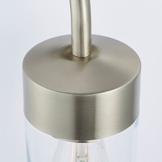 North Clear Glass Wall Light In Brushed Stainless Steel