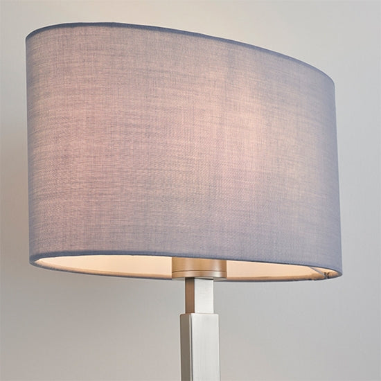 Norton Grey Ellipse Shade Table Lamp With USB In Matt Nickel