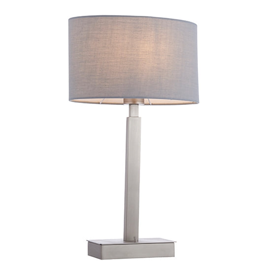 Norton Grey Ellipse Shade Table Lamp With USB In Matt Nickel