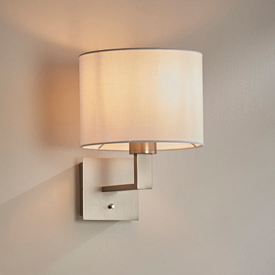 Norton Vintage White Cylinder Shade Wall Light In Matt Nickel