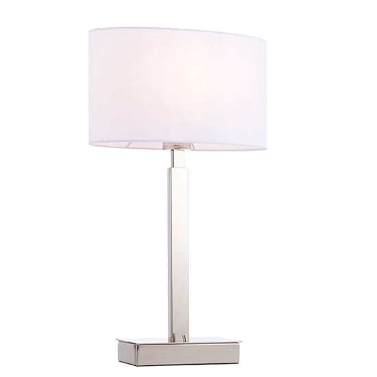 Norton Vintage White Ellipse Shade Table Lamp With USB In Polished Chrome