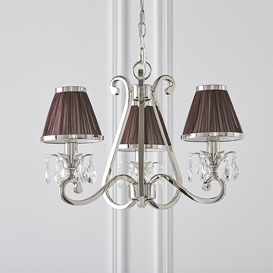 Oksana 3 Lights Chocolate Shades Ceiling Pendant Light In Polished Nickel